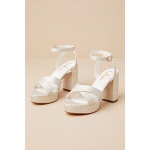 Lulus Selah Ivory Ankle Strap Heels White - Size 7